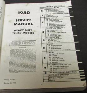 Original 1980 Chevrolet Dealer Truck Service Shop Manual Heavy Duty Repair