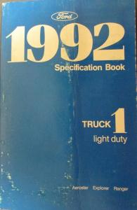 1992 Ford LT Duty Truck Service Specifications Book 1 Aerostar Ranger Explorer