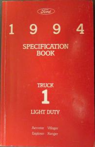 1994 Ford LT Duty Truck Service Specs Book 1 Aerostar Ranger Explorer Villager