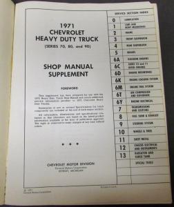 Original 1971 Chevrolet Dealer Truck Service Manual Supplement Heavy Duty 70-90