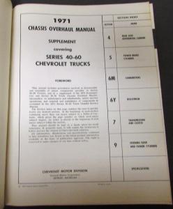 1971 Chevrolet Truck Chassis Overhaul Manual Supplement Medium Duty 40-60