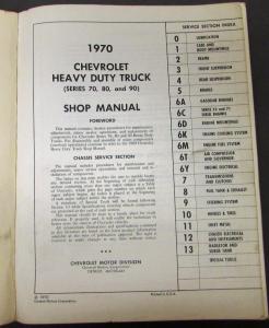Original 1970 Chevrolet Dealer Truck Service Manual Heavy Duty 70-90