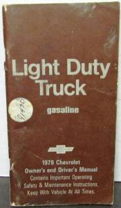 1979 Chevrolet Light Duty Truck Owners Drivers Manual Pickup Van Maintenance