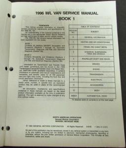 1996 Chevrolet GMC Truck Dealer Service Shop Manual Set M/L Van Astro Safari