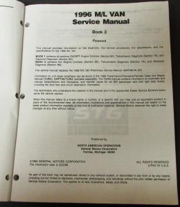 1996 Chevrolet GMC Truck Dealer Service Shop Manual Set M/L Van Astro Safari