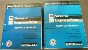1996 Chevrolet GMC Truck Dealer Service Shop Manual Set Savana Express G Van