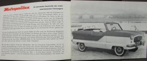 1956 1957 AMC Metropolitan German Market and Text Sales Folder Brochure