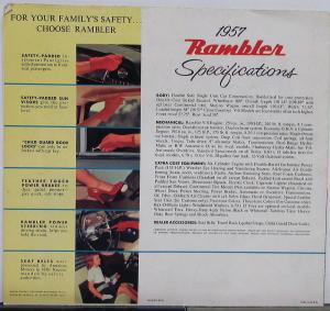 1957 AMC Rambler Cross Country Wagon Sedan Hardtop V8 Six Sales Brochure