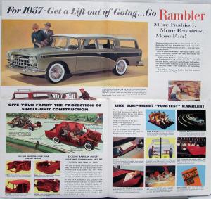 1957 AMC Rambler Cross Country Wagon Sedan Hardtop V8 Six Sales Brochure