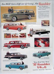 1957 AMC Rambler Cross Country Wagon Sedan Hardtop V8 Six Sales Brochure