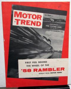 1958 AMC Rambler Motor Trend Reprint Sales Brochure Folder