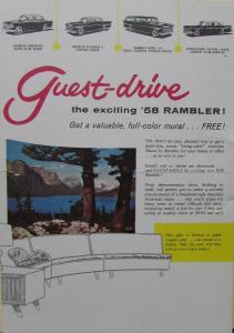 1958 AMC Rambler American Economy 6 Rebel 8 Ambassador Guest Drive Sales Mailer