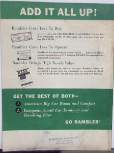 1958 AMC Rambler XRay Low Priced Car Comparison Ford Chev Plymouth Sale Brochure