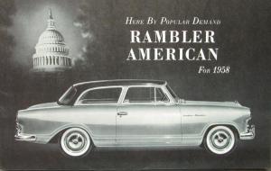 1958 AMC Rambler American Deluxe & Super Club Sedan Specs Sale Brochure Original