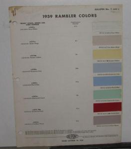 1959 Rambler AMC DuPont Paint Chip Color Leaflets Original