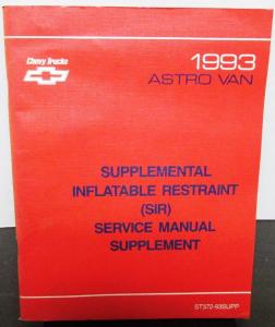 1993 Chevrolet Service Manual Supplement  Astro Van Inflatable Restraint SIR
