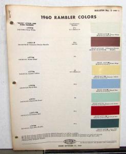 1960 Rambler American Motors (AMC) Paint Chips By DuPont Original