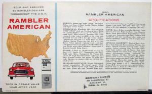 1960 AMC Rambler American Club Sedan Station Wagon Color Sales Brochure Original