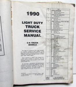 1990 Chevrolet Truck Dealer Service Shop Manual C/K Pickup Repair