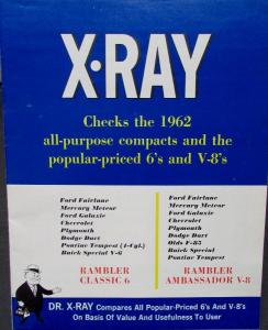 1962 AMC XRay Rambler Classic 6 & Ambassador Mfr Comparison Sales Brochure Orig