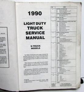 1990 Chevrolet Truck Dealer Service Shop Manual S10 Pickup Repair