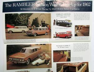 1962 AMC Rambler Station Wagon Classic Ambassador American Sales Brochure ORIG