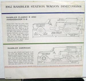 1962 AMC Rambler Station Wagon Classic Ambassador American Sales Brochure ORIG