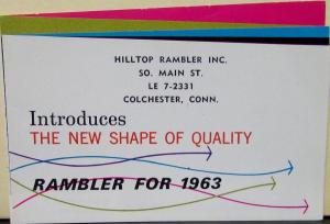 1963 AMC Rambler Classic Ambassador American Convertible Pocket Size Brochure
