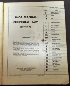 1973 Chevrolet Truck Dealer Service Shop Manual Luv Pickup Repair Series 2