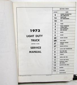 1973 Chevrolet Truck Dealer Service Shop Manual Light Duty C/K Pickup 10 - 30