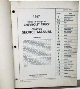 1967 Chevrolet Truck Dealer Service Shop Manual Chassis Pickup Series 10-60