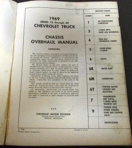 1969 Chevrolet Truck Dealer Service Shop Manual Chassis Overhaul Pickup 10-60