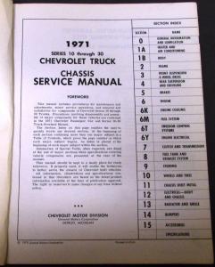 1971 Chevrolet Truck Service Shop Chassis Manual Pickup 10-30 Blazer Suburban