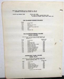 1964 AMC Rambler Paint Chips Leaflet Original Exterior Original PPG Ditzler
