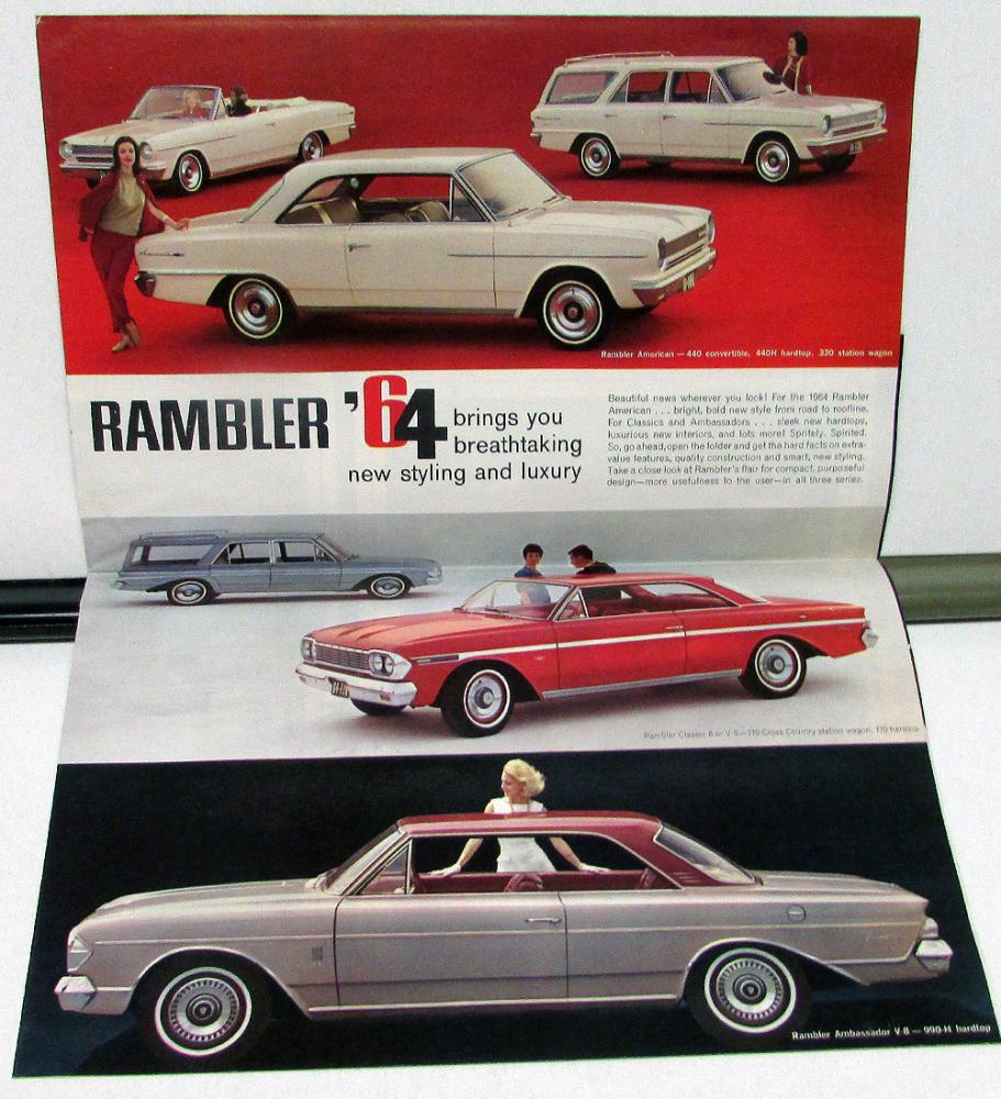 Ambassador Classic American 1964 Rambler Station Wagon Car Sales Brochure 