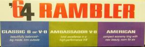 1964 Rambler 6 & V8 Classic Ambassador V8 American Color Sales Brochure Original