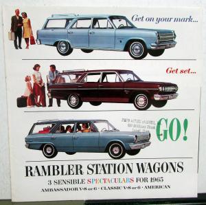 1965 AMC Rambler Station Wagons American Class Ambassador Sales Brochure Folder