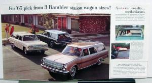 1965 AMC Rambler Station Wagons American Class Ambassador Sales Brochure Folder