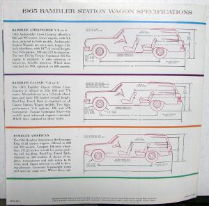 1965 AMC Rambler Station Wagons American Class Ambassador Sales Brochure Folder