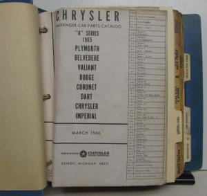 1965 Chrysler Mopar Parts Book Manual Plymouth Dodge Imperial Coronet Satellite