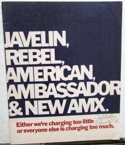 1968 AMC Javelin Rebel American Ambassador AMX American Motors Sales Brochure