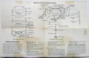 1960 AMC Rear Seat Speaker Kit Installation Operating Instructions Shop Manual