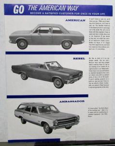 1968 AMC American Rebel Ambassador Javelin Sales Brochure Mailer Original