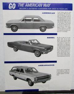 1968 AMC American Rebel Ambassador Javelin Sales Brochure Mailer Original