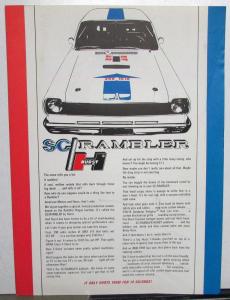 1969 AMC SC Rambler HURST Rogue Hardtop American Motor Sales Brochure Data Sheet