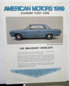 1969 AMC Economy Fleet Cars American Motors Sales Brochure Data Sheet Original