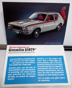 1970 AMC Gremlin Comparison to VW American Motors Sales Brochure Mailer Original