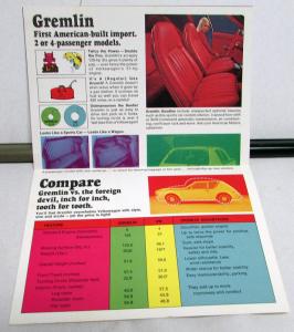 1970 AMC Gremlin Comparison to VW American Motors Sales Brochure Mailer Original