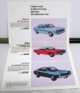 1970 AMC Gremlin Comparison to VW American Motors Sales Brochure Mailer Original