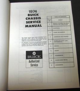 NOS Original 1974 Buick Chassis Service Manual Regal Riviera LeSabre Century
